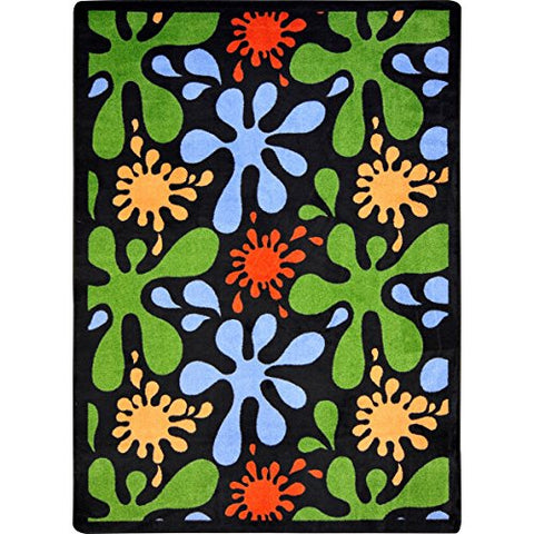 Joy Carpets Kid Essentials Splat Teen Area Rugs, 92-Inch by 129-Inch by 0.36-Inch, Black