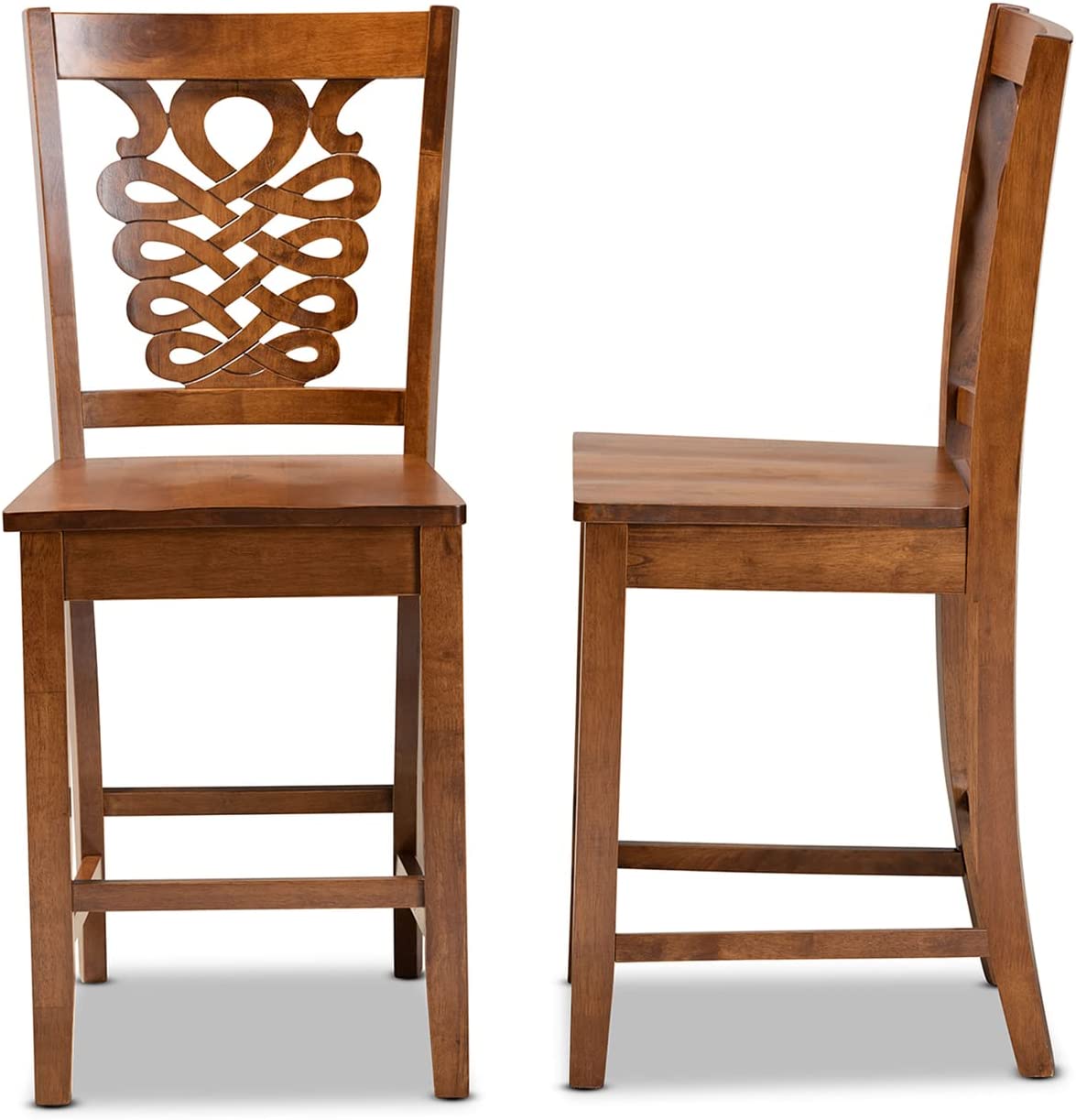 Baxton Studio Gervais Modern and Contemporary Transitional Walnut Brown Finished Wood 2-Piece Counter Stool Set