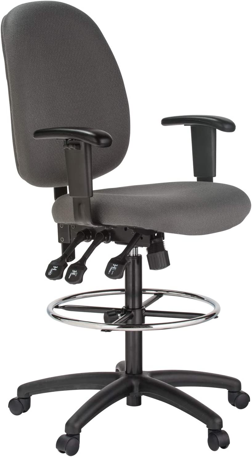 Harwick Extra Tall Ergonomic Drafting Chair - Black Leather