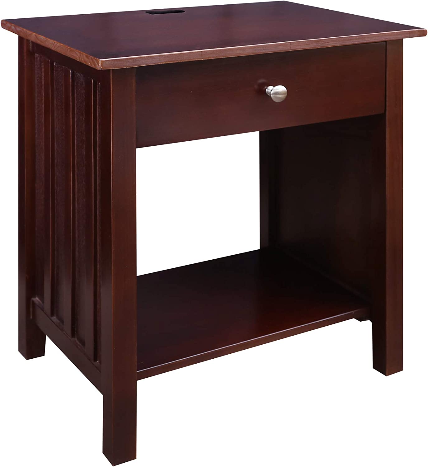 Casual Home Vanderbilt Nightstand with USB Ports-Warm Brown