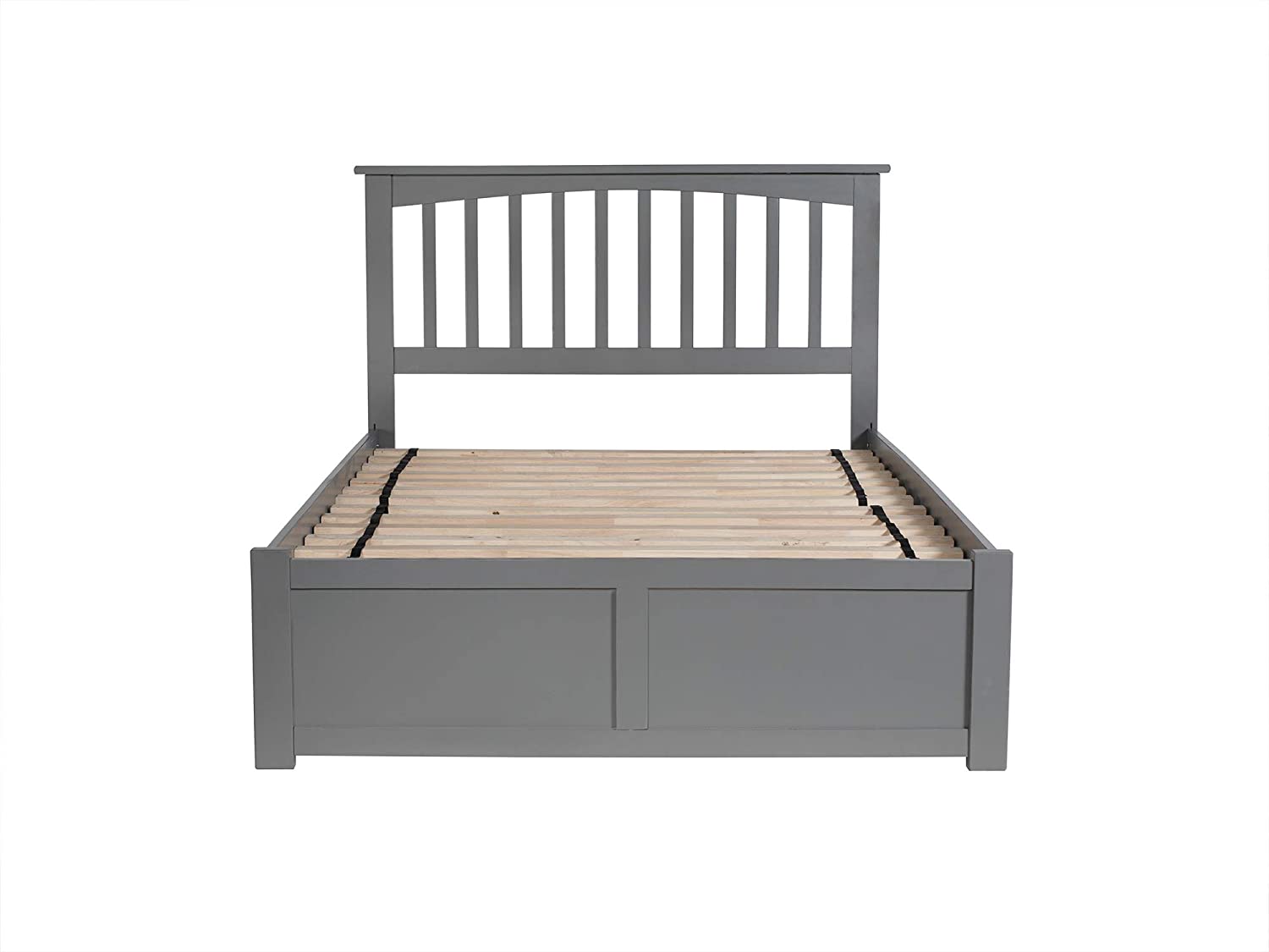 AFI Mission Platform Bed with Flat Panel Footboard and Twin Size Urban Trundle, Full, Grey