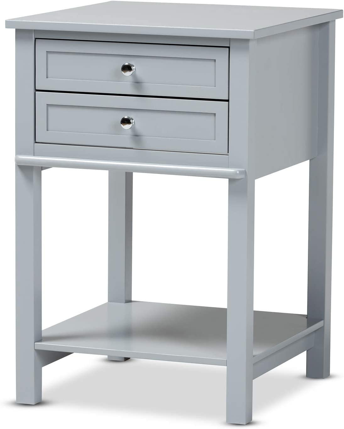 Baxton Studio Willow Modern Transitional Light Grey Finished 2-Drawer Wood Nightstand