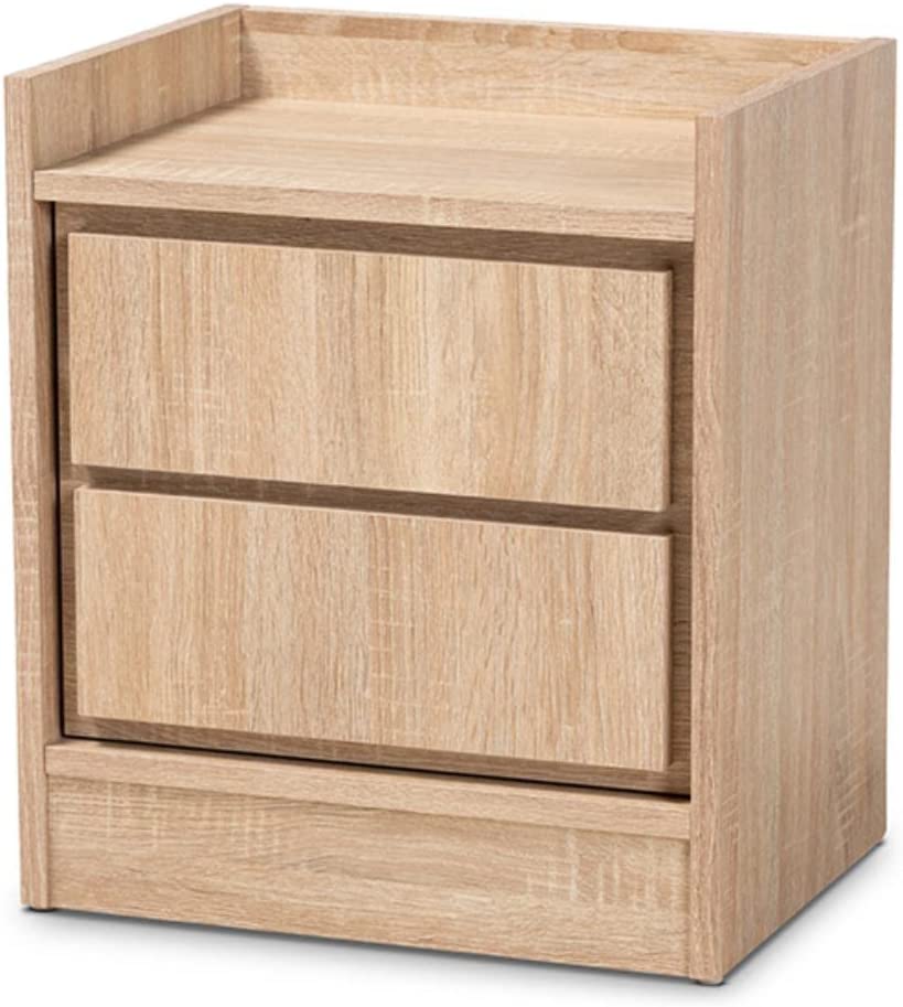 Baxton Studio Hale Modern and Contemporary Oak Finished Wood 2-Drawer Nightstand