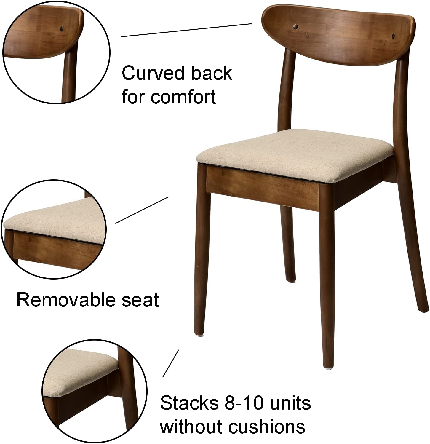 Commercial Seating Products Mid Century Caf√É∆í√Ç¬© Dark Walnut Dining Chairs