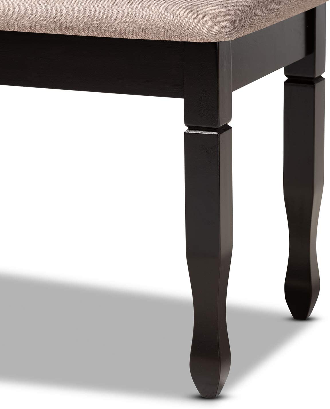 Baxton Studio Corey Modern and Contemporary Sand Fabric Upholstered and Dark Brown Finished Wood Dining Bench