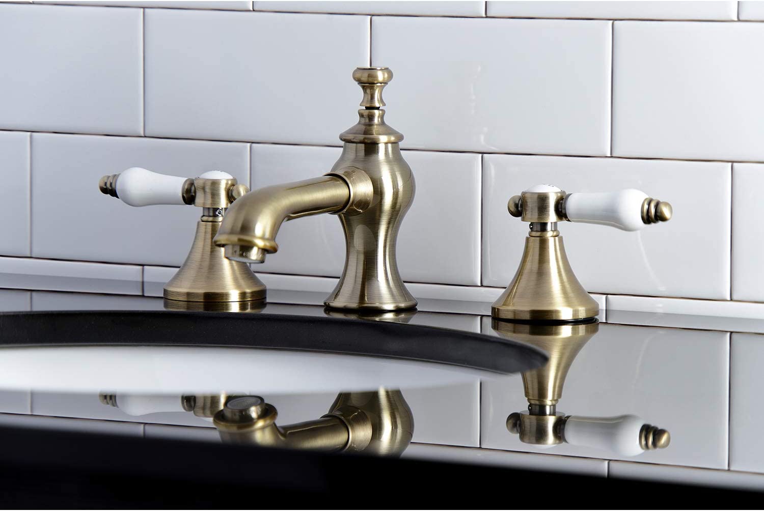 Kingston Brass KC7063BPL Bel-Air 8 in. Widespread Bathroom Faucet, Antique Brass