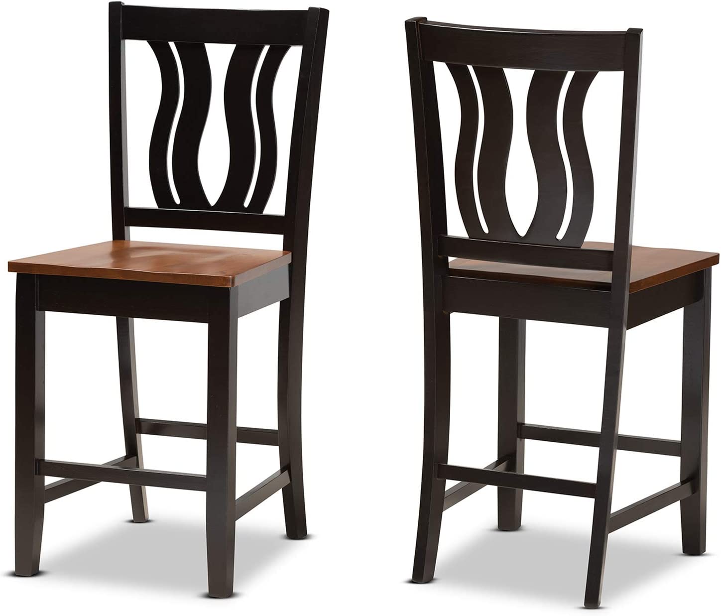 Baxton Studio Fenton Modern and Contemporary Transitional Two-Tone Dark Brown and Walnut Brown Finished Wood 5-Piece Pub Set