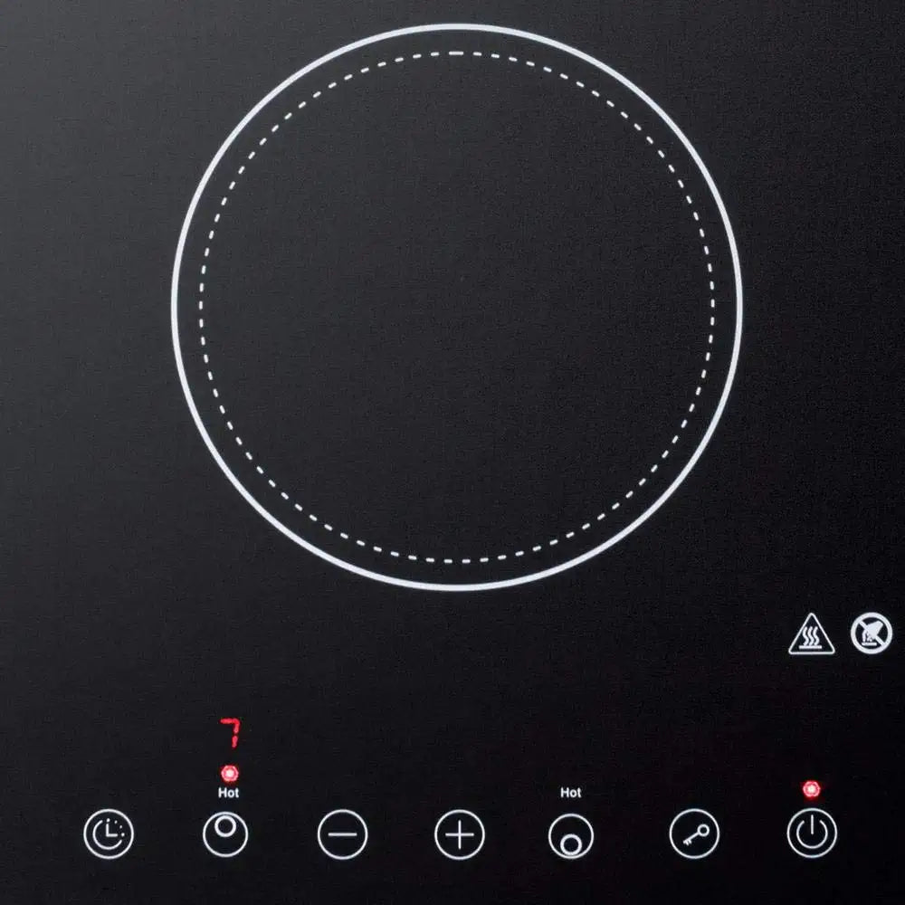 Summit Appliance CR2B15T1B 12&#34; Wide 115V 2-Burner Radiant Cooktop in Black Ceramic Schott Glass Surface with Digital Touch Controls, 9 Power Levels, Designed for Built-in Installation