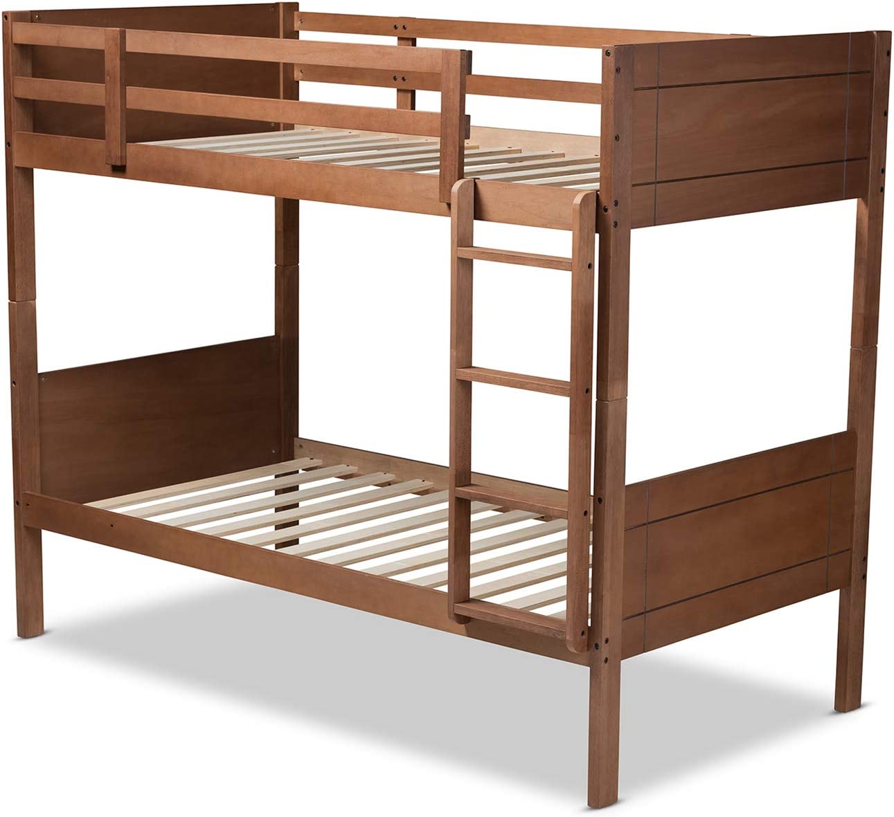 Baxton Studio Elsie Modern and Contemporary Walnut Brown Finished Wood Twin Size Bunk Bed