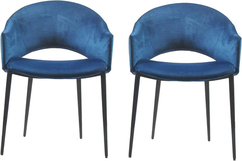 Puff Paste Harmony Blue Upholstery Dining Chair with Conic Legs (Set of 2)