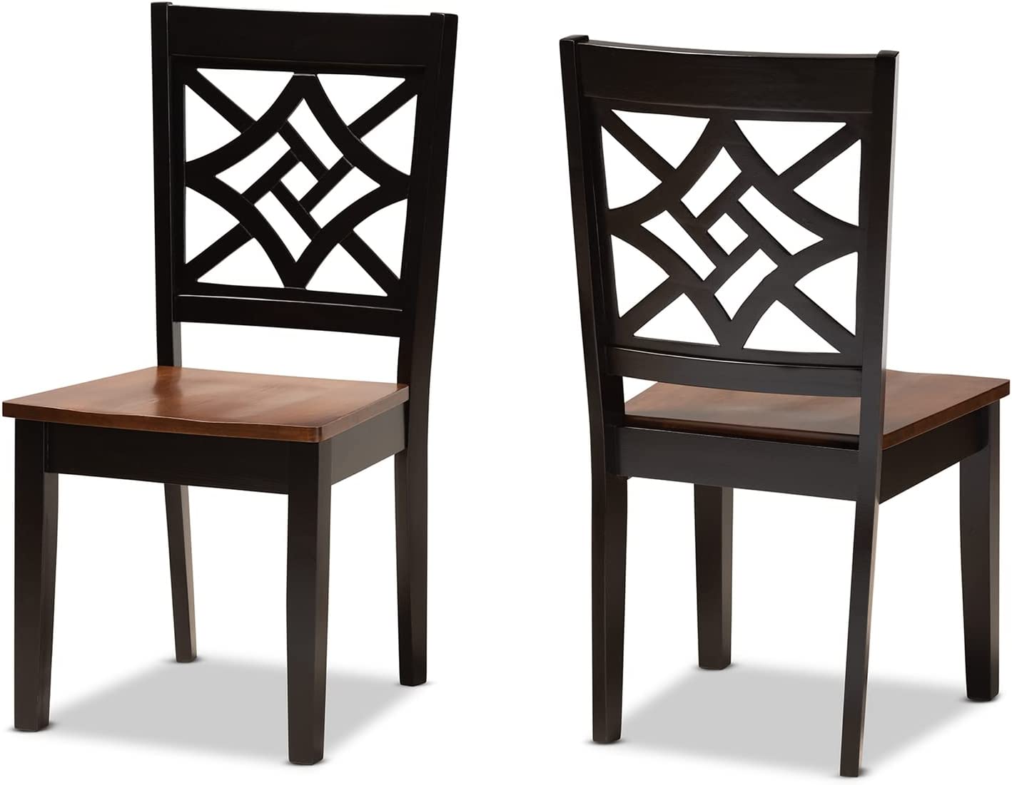 Baxton Studio Nicolette Modern and Contemporary Two-Tone Dark Brown and Walnut Brown Finished Wood 2-Piece Dining Chair Set