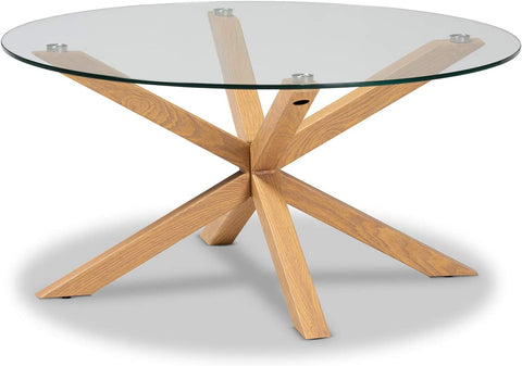 Baxton Studio Lida Modern and Contemporary Glass and Wood Finished Coffee Table