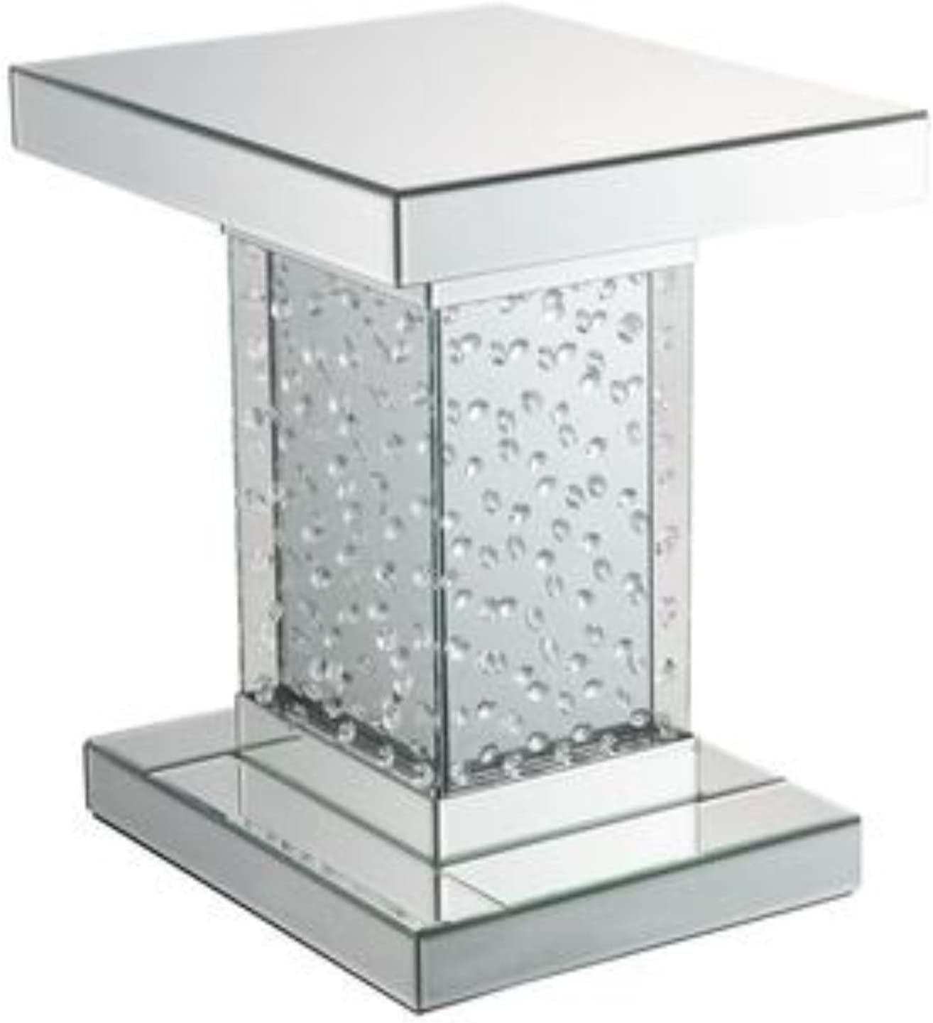 ACME Furniture End Table, Mirrored and Faux Crystals