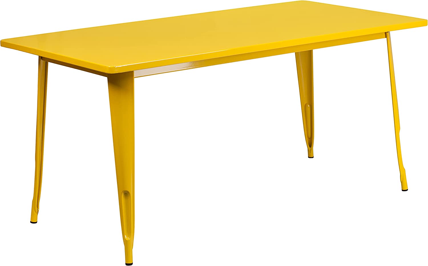 Flash Furniture Commercial Grade 31.5&#34; x 63&#34; Rectangular Yellow Metal Indoor-Outdoor Table Set with 4 Stack Chairs