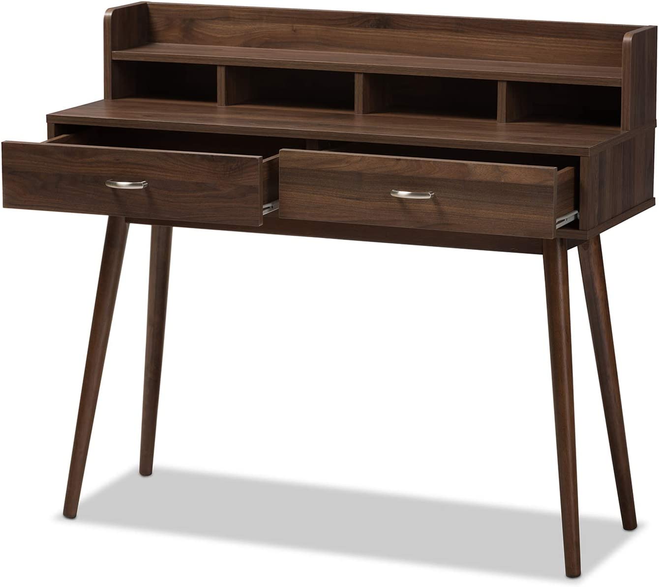 Baxton Studio DISA Mid-Century Modern Walnut Brown Finished 2-Drawer Desk Brown//Medium Wood/Mid-Century/Particle Board/MDF