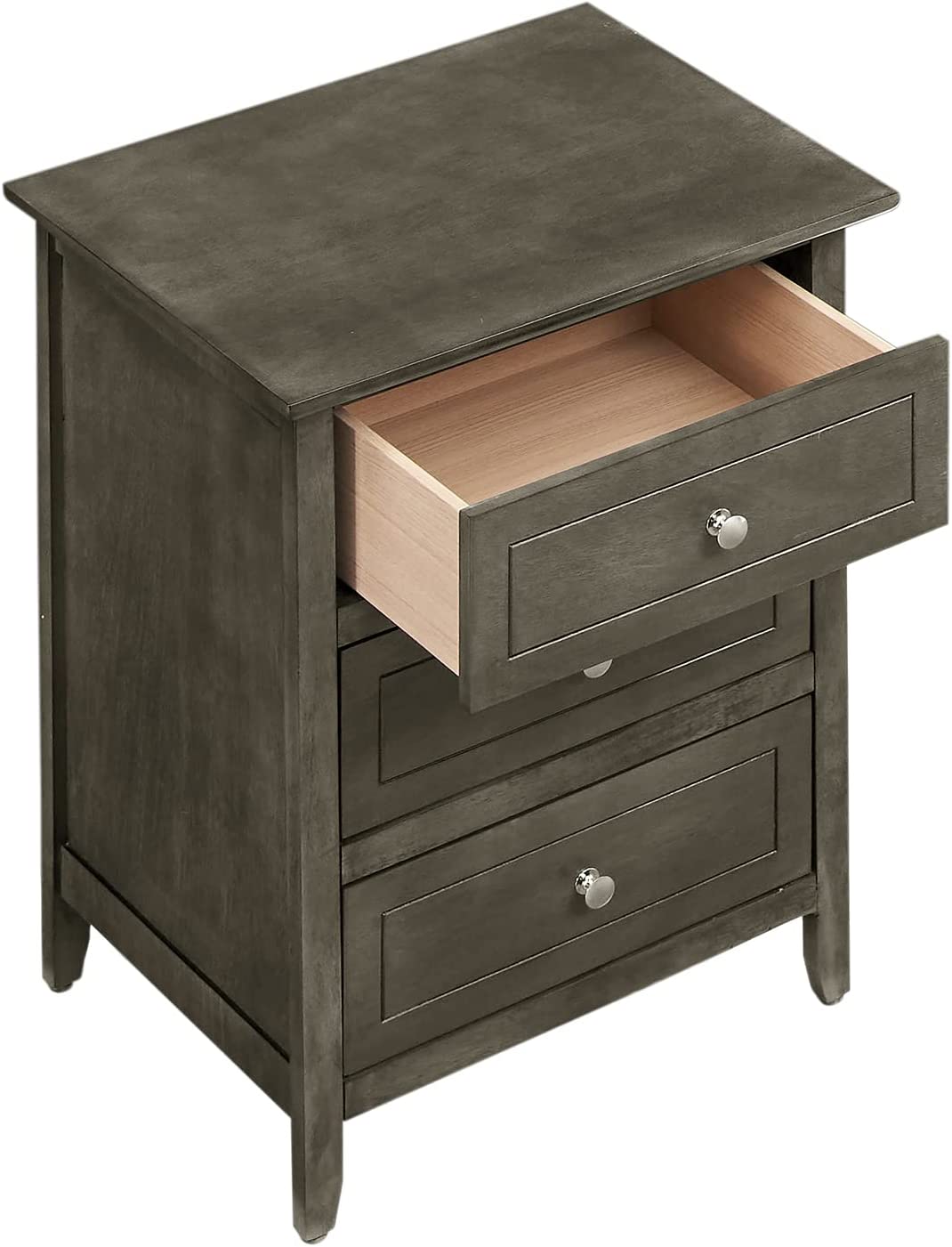 Glory Furniture 3 Drawer Nightstand, Gray