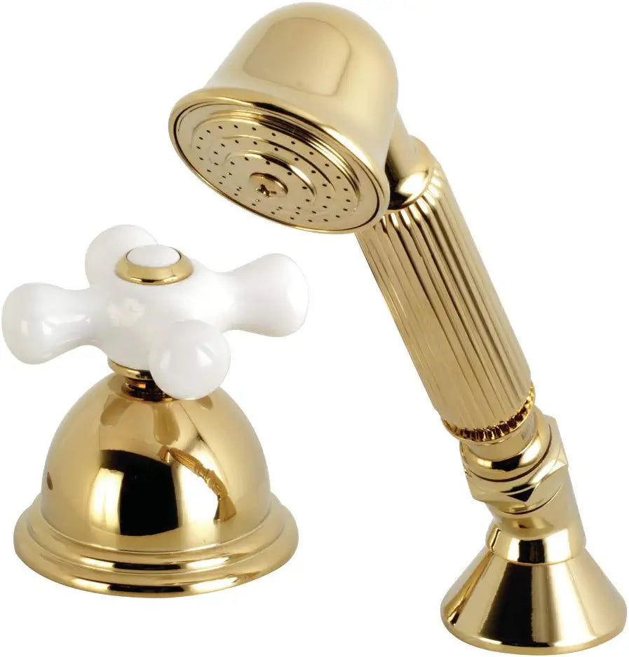 Kingston Brass KSK3352PXTR Vintage Deck Mount Hand Shower with Diverter for Roman Tub Faucet, Polished Brass