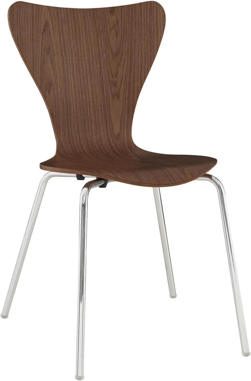 Modway Ernie Mid-Century Modern Wood Stacking Kitchen and Dining Room Chair in Walnut