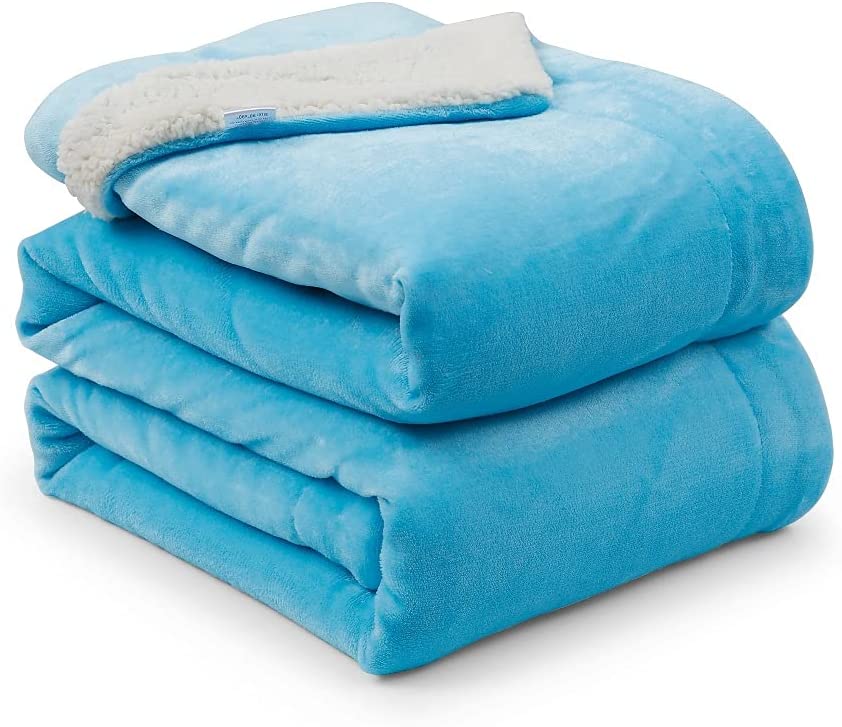 Blue Sherpa King Blanket 108inchx90inch Polyester