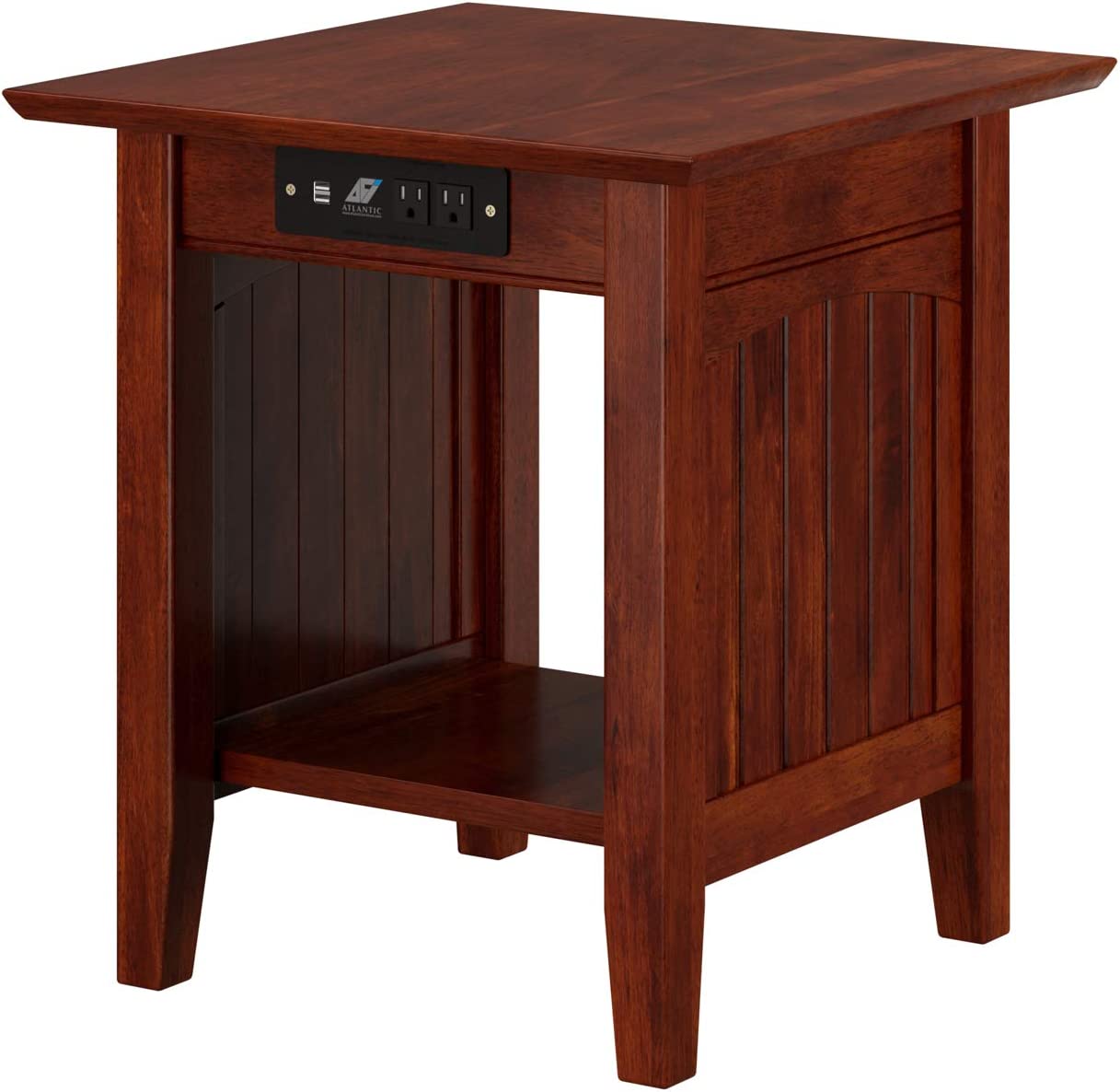 AFI Nantucket End Table with Charger, 20&#34; x 20&#34;, Walnut