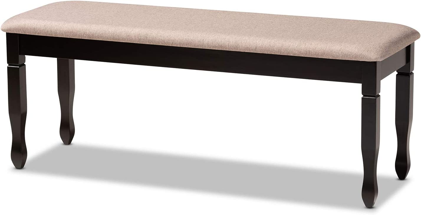 Baxton Studio Corey Modern and Contemporary Sand Fabric Upholstered and Dark Brown Finished Wood Dining Bench