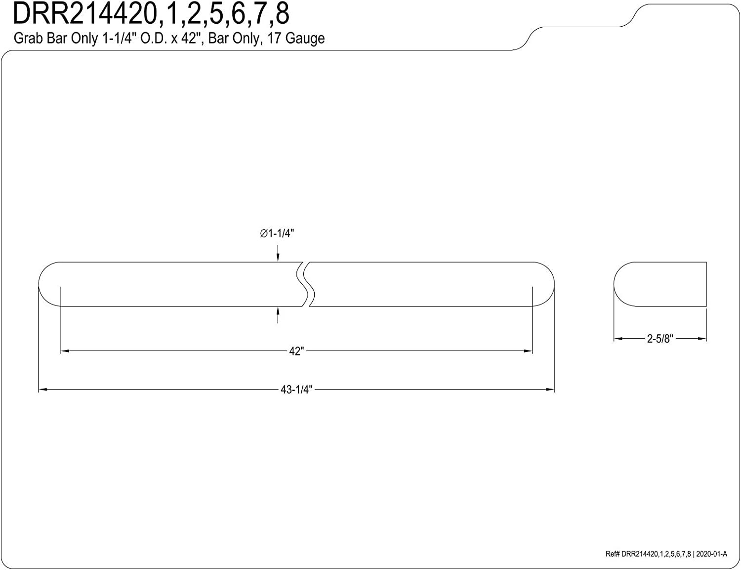 Kingston Brass DRR214427 42-Inch Grab Bar - Bar Only, Brushed Brass