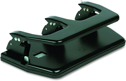 Master MP3 20-Sheet Three-Hole Punch, Oversized Handle, 9/32&#34; Holes, Steel, Black