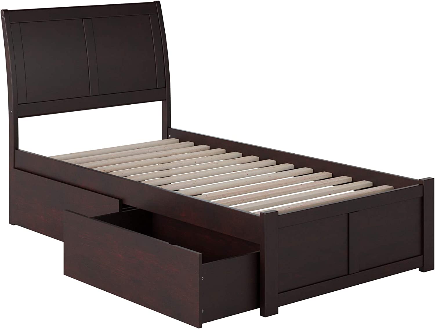 AFI Portland Platform Flat Panel Footboard and Turbo Charger with Urban Bed Drawers, Twin/X-Large, Espresso