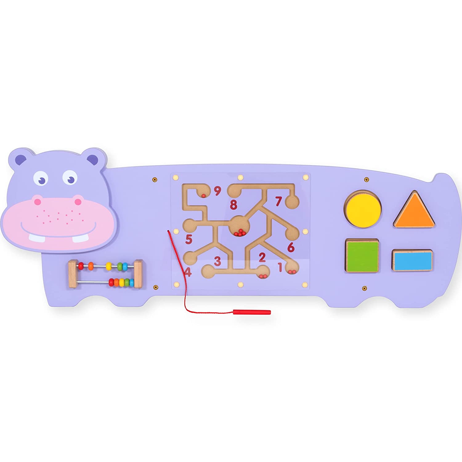 LEARNING ADVANTAGE Hippo Activity Wall Panel - 18m+ - Toddler Activity Center - Wall-Mounted Toy - Busy Board Decor for Bedrooms, Daycares and Play Areas