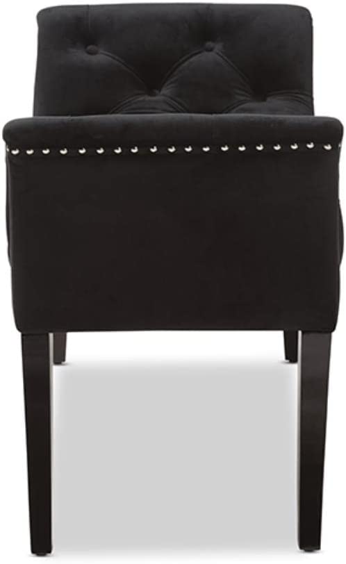 Baxton Studio Chandelle Luxe and Contemporary Black Velvet Upholstered Bench