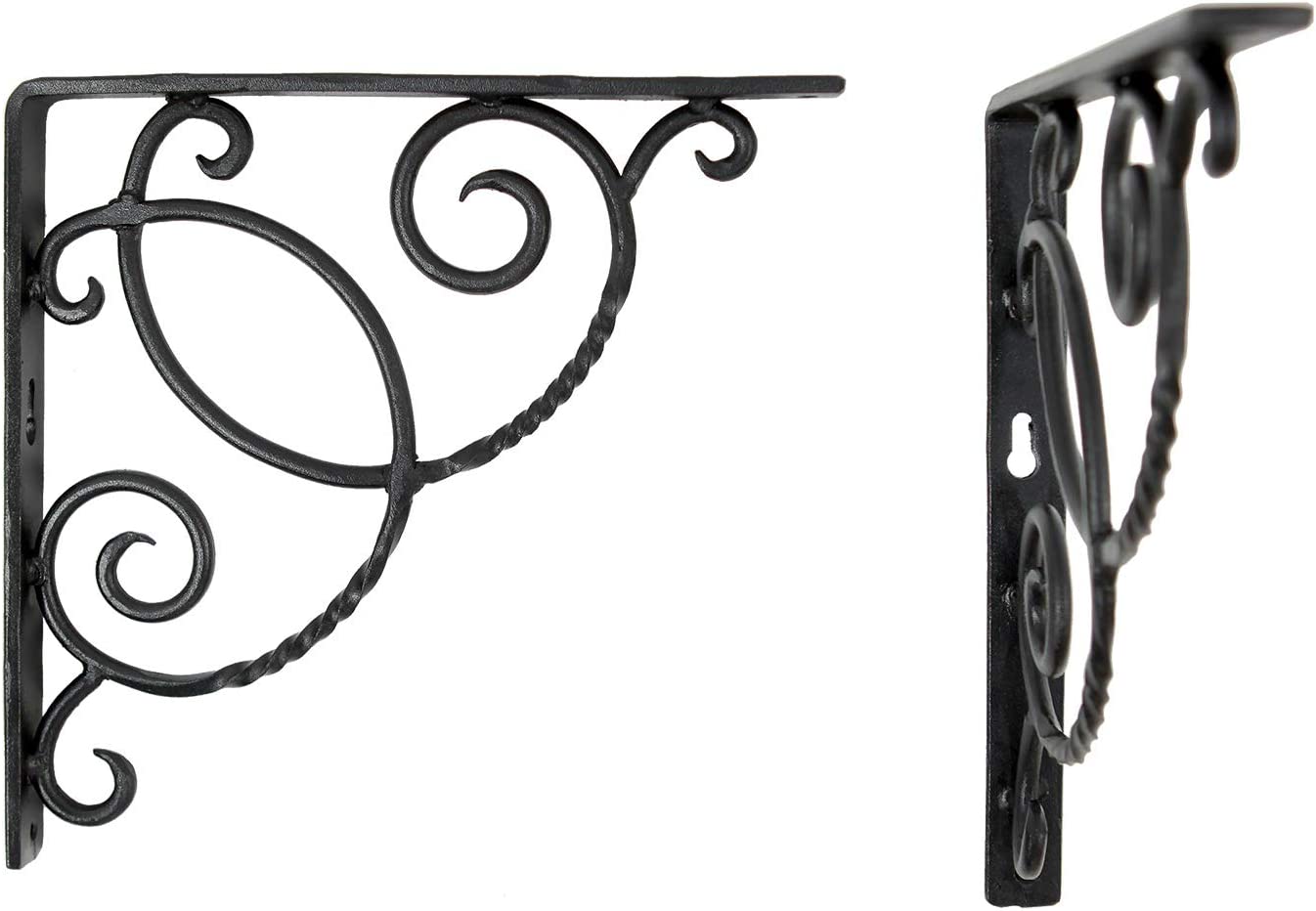 Achla Designs Wrought Iron Decorative Scroll Shelf Brackets, Pair