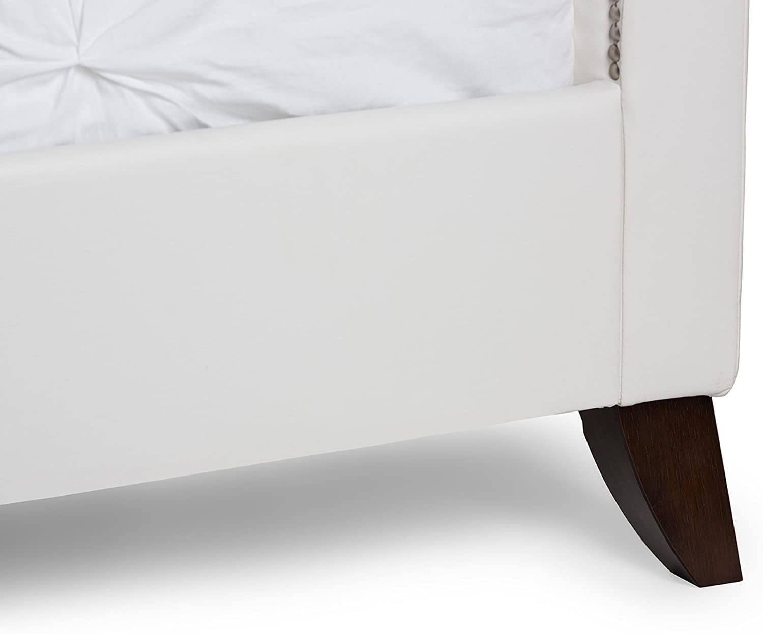 Baxton Studio Battersby White Modern Bed with Upholstered Headboard - Queen Size