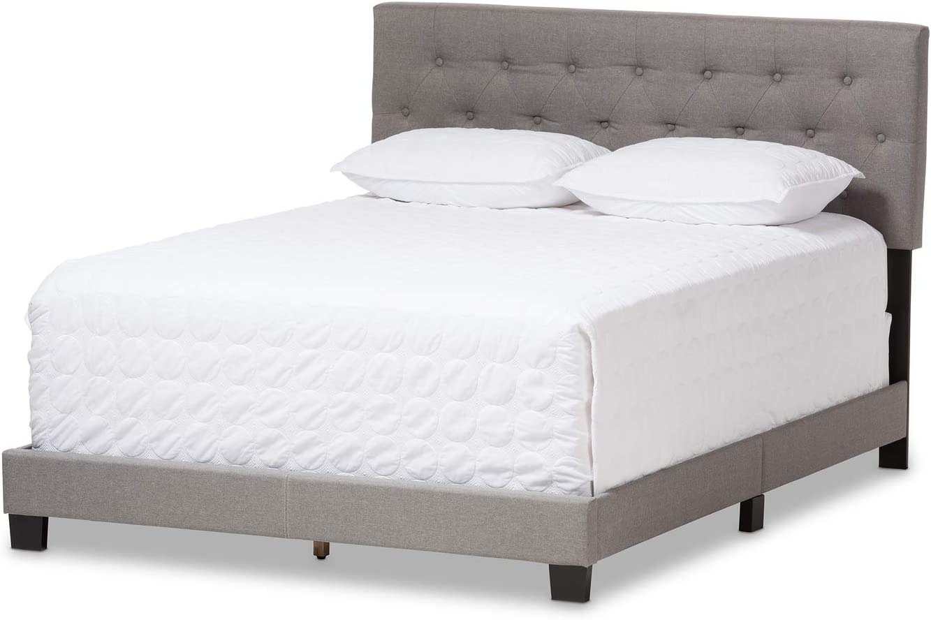 Baxton Studio Cassandra Modern and Contemporary Light Grey Fabric Upholstered Full Size Bed