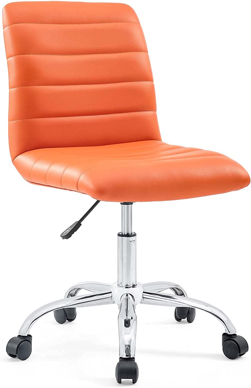 Modway Ripple Ribbed Armless Mid Back Swivel Computer Desk Office Chair In Orange