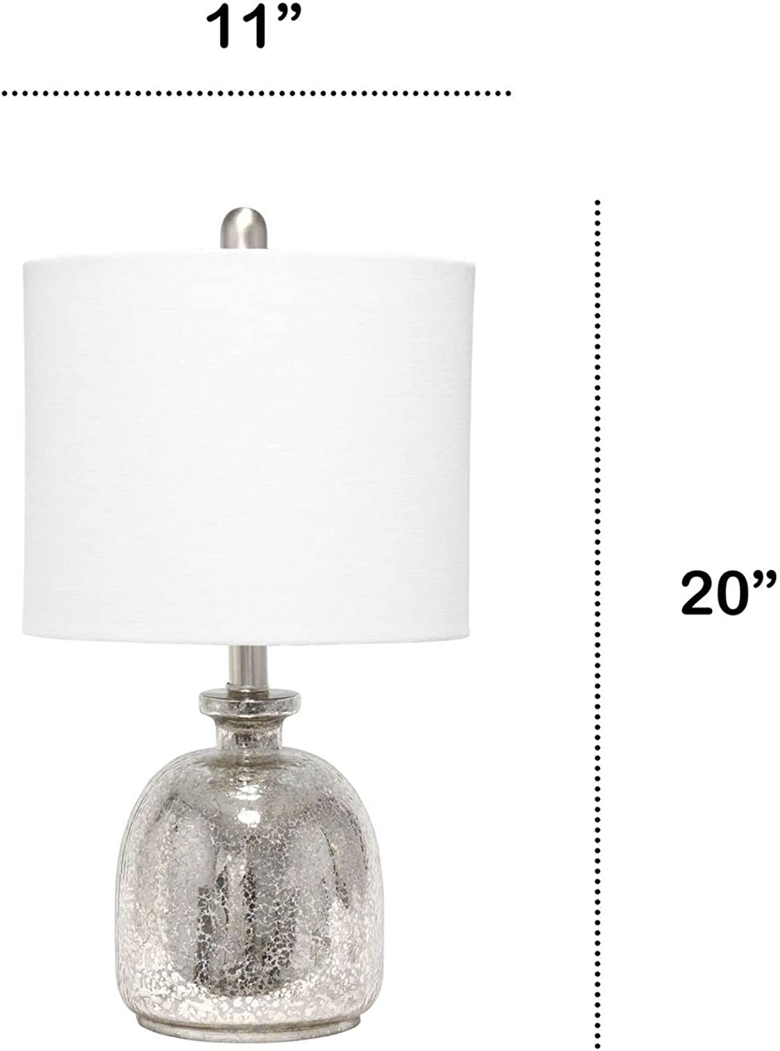 Lalia Home Contemporary Mercury Hammered Glass Jar Table Lamp with White Linen Shade