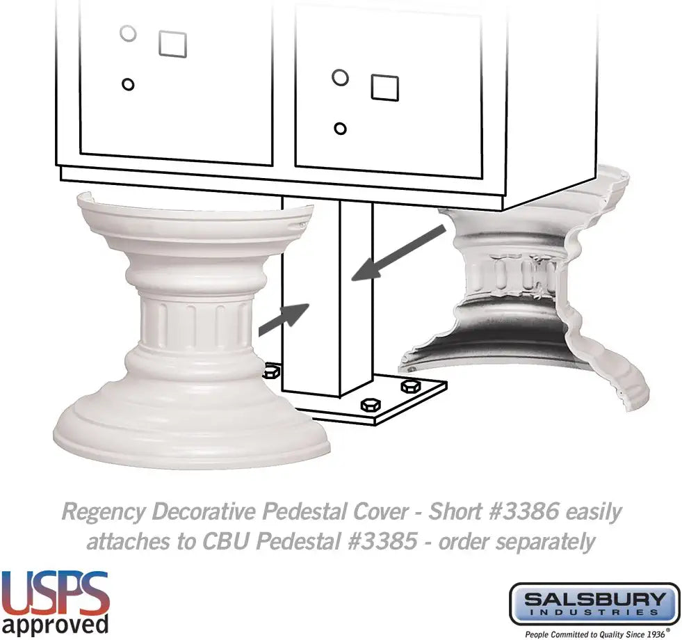 Salsbury Industries 3386WHT Regency Decorative Pedestal Cover Short, White