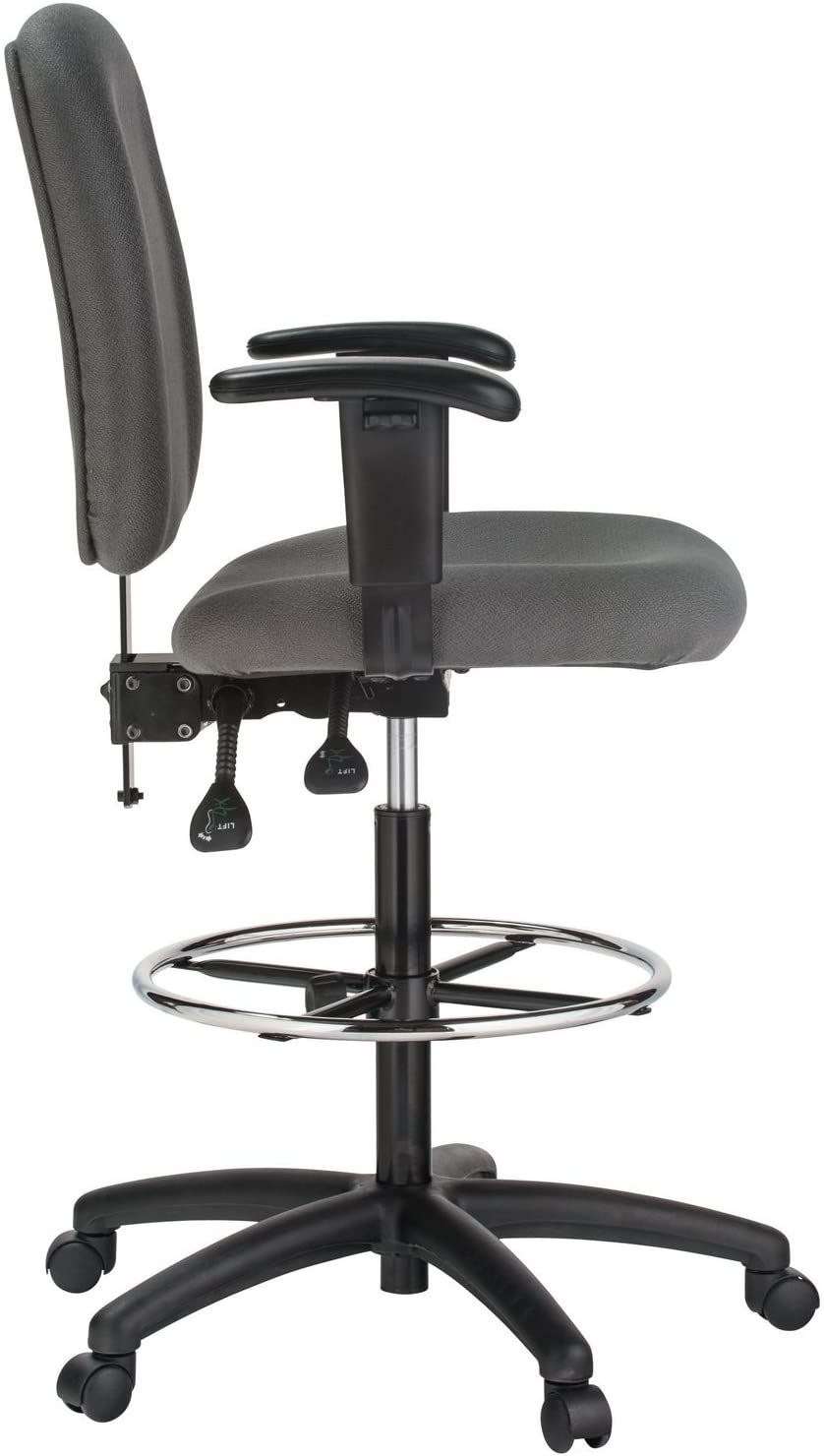 Harwick Contoured Drafting Chair with Adjustable Arms Gray