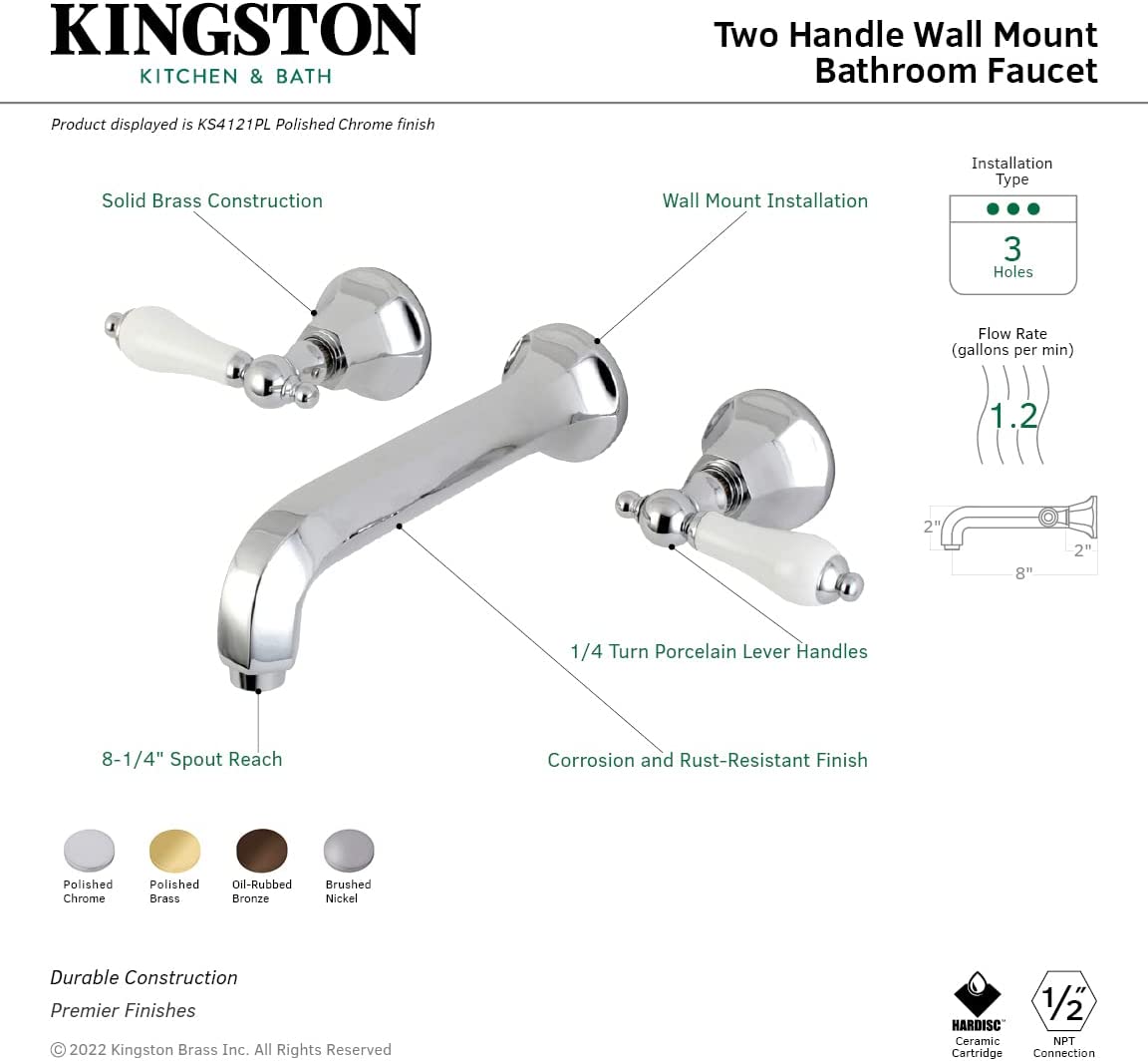 Kingston Brass KS4125PL Metropolitan Bathroom Faucet, Oil Rubbed Bronze