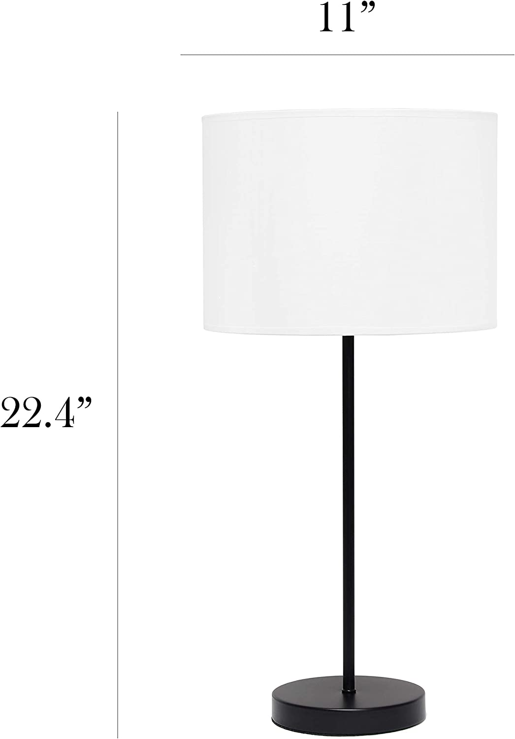 Simple Designs LT2040-BAW Stick Fabric Shade Table Lamp, Black/White