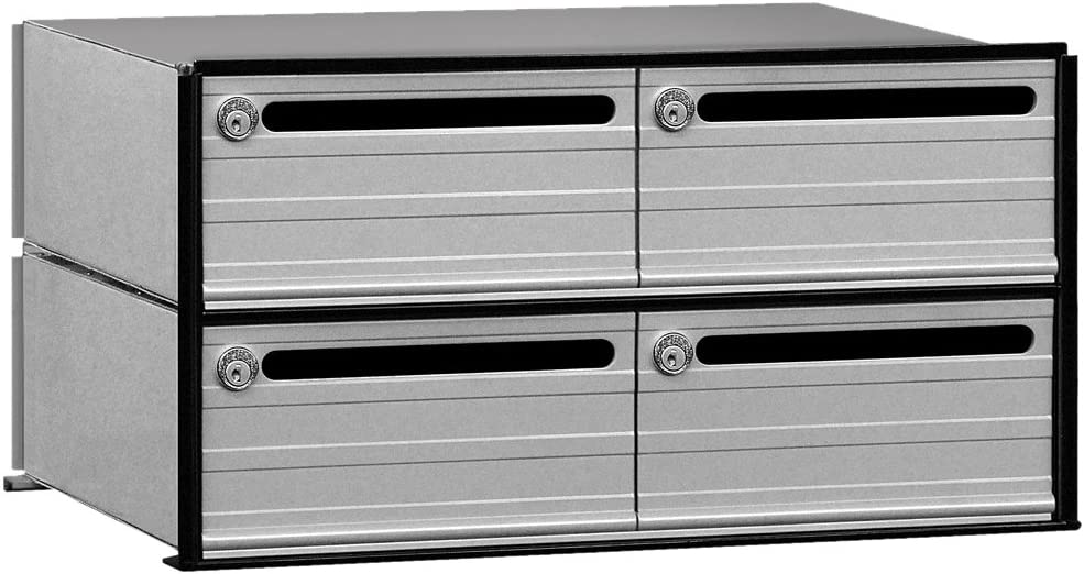 Salsbury Industries 2404 Data Distribution System Aluminum Box, 4 Doors, Aluminum with Black Trim