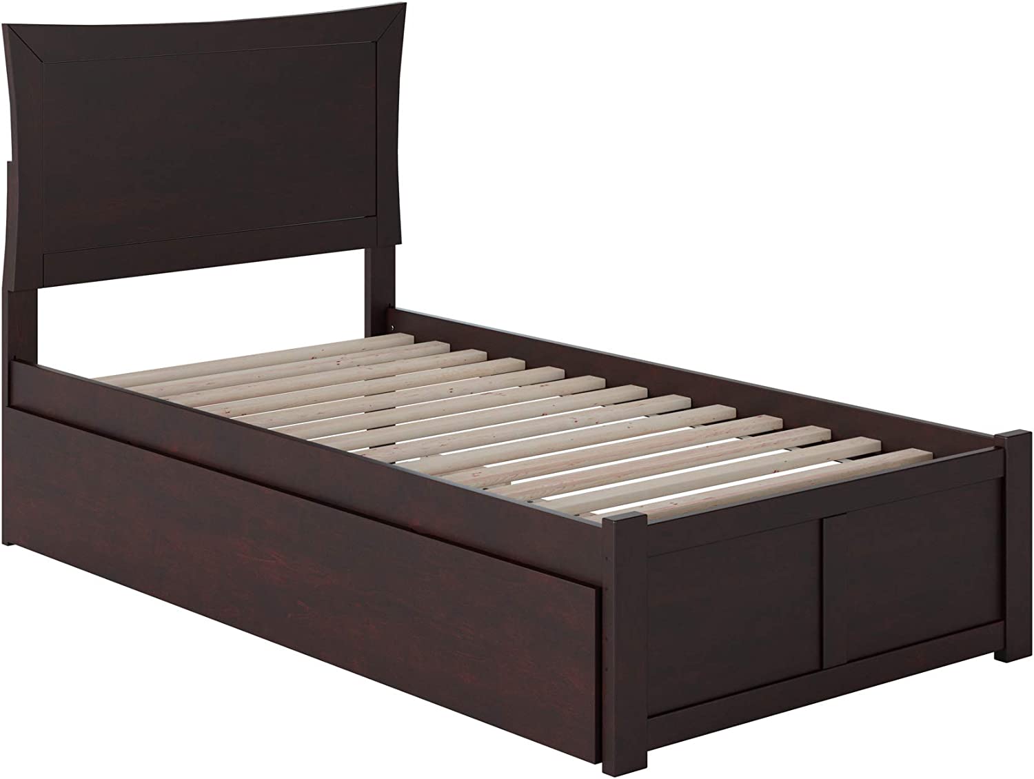 AFI Metro Platform Bed with Footboard and Turbo Charger with Twin Extra Long Trundle, XL, Espresso