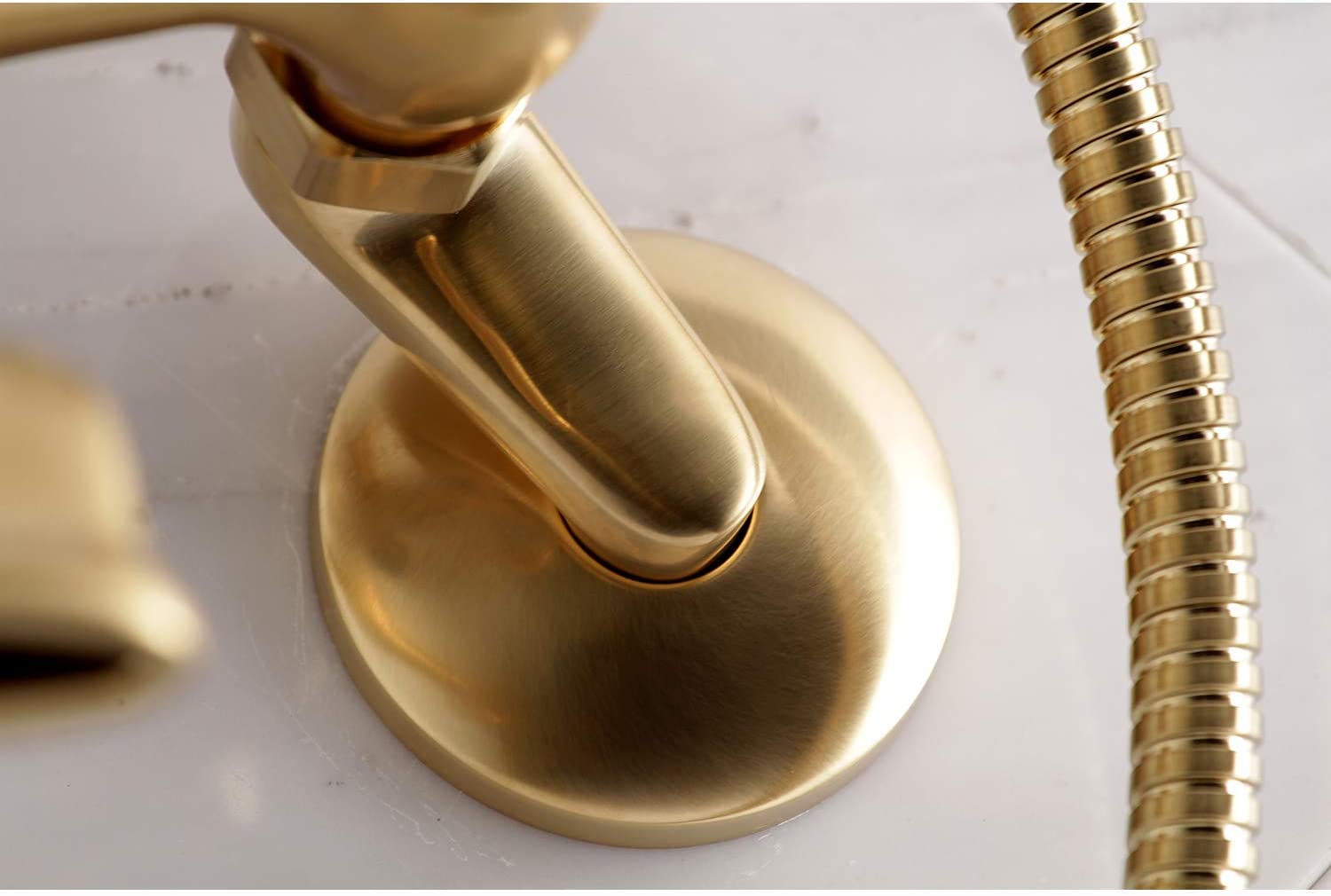 Kingston Brass KS266SB Vintage 6&#34; Adjustable Wall Mount Clawfoot Tub Faucet, Brushed Brass