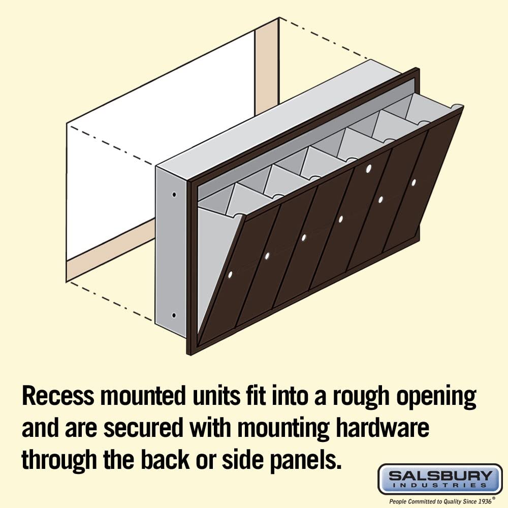 Salsbury Industries 3506ZRU Recessed Mounted Vertical Mailbox with USPS Access and 6 Doors, Bronze