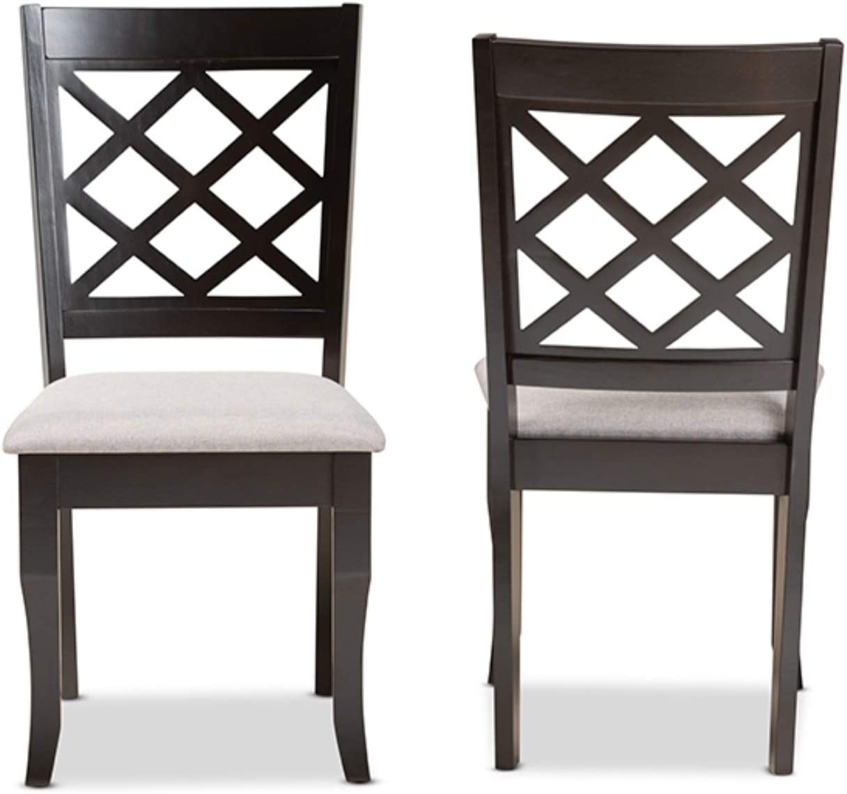 Baxton Studio Verner Modern and Contemporary Grey Fabric Upholstered and Dark Brown Finished Wood 2-Piece Dining Chair Set