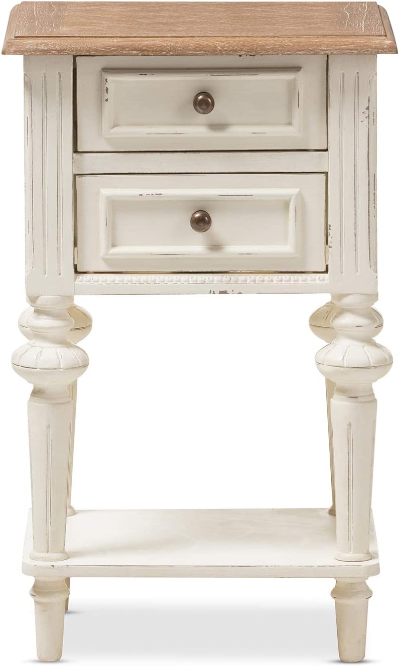 Baxton Studio Marquetterie French Provincial Style Two-Tone 2-Drawer and 1-Shelf Nightstand