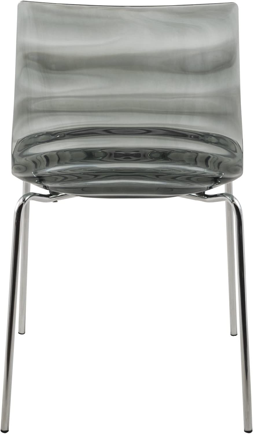 LeisureMod Astor Water Ripple Design Modern Lucite Dining Side Chair with Metal Legs, Transparent Black