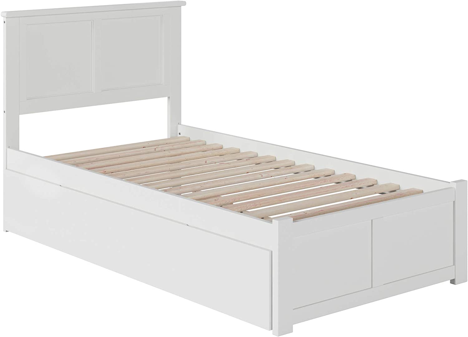 AFI Madison Bed with Footboard and Twin Extra Long Trundle, White