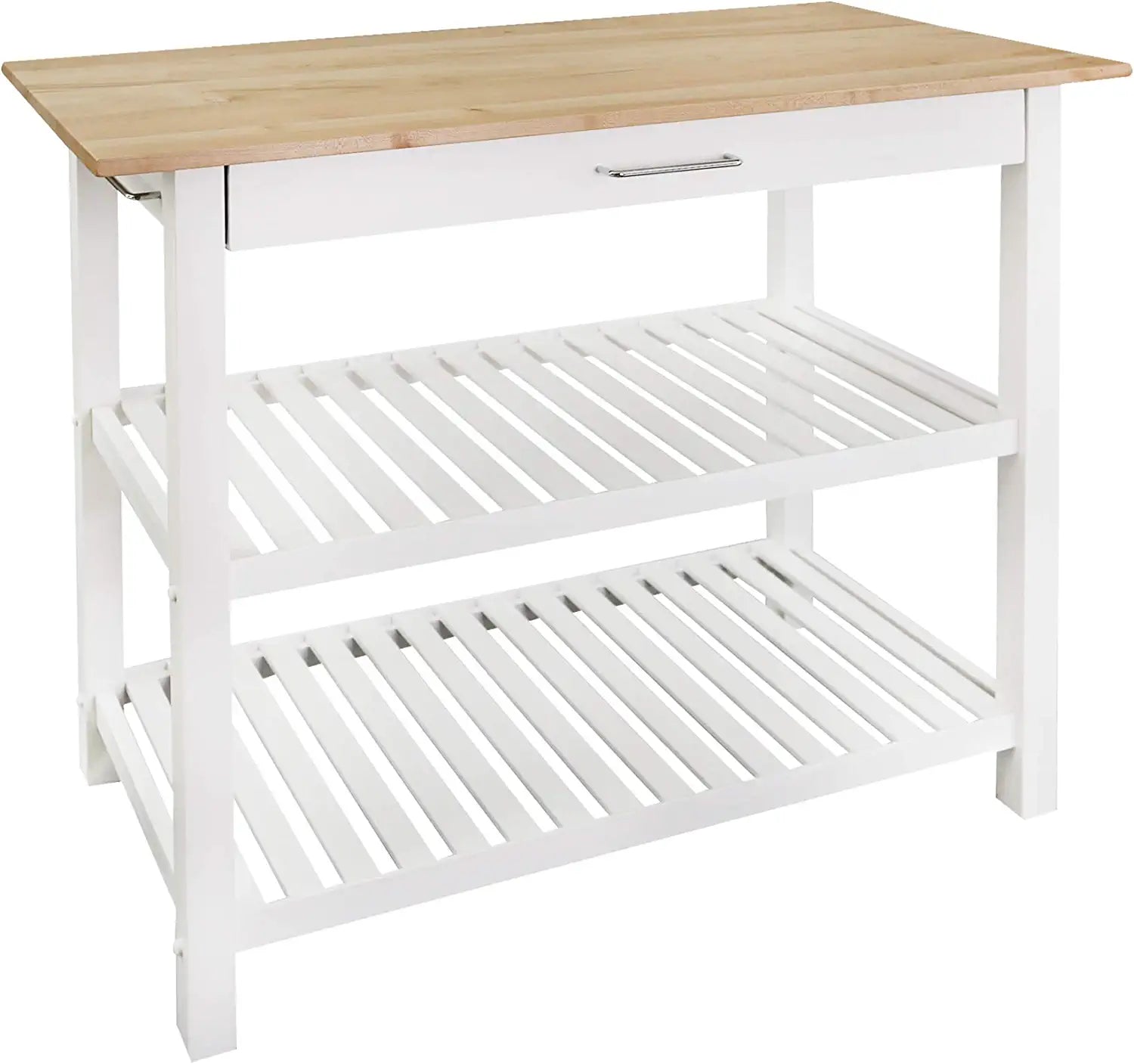 Casual Home Solid Hardwood Top, Natural/White, 40&#34; W (373-91) Kitchen Island, Natural&amp;White