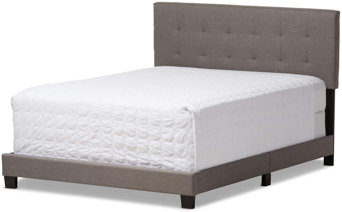 Baxton Studio Brookfield Modern and Contemporary Beige Fabric Upholstered Grid-tufting Queen Size Bed