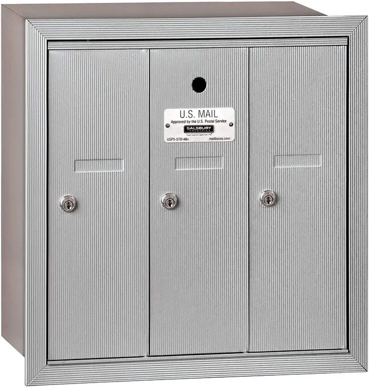 Salsbury Industries 3503ARU Recessed Mounted Vertical Mailbox with 3 Doors and USPS Access, Aluminum